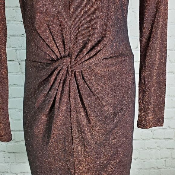 Ted Baker Front Twist Lizzey Dress Copper Metallic - Picture 3 of 8